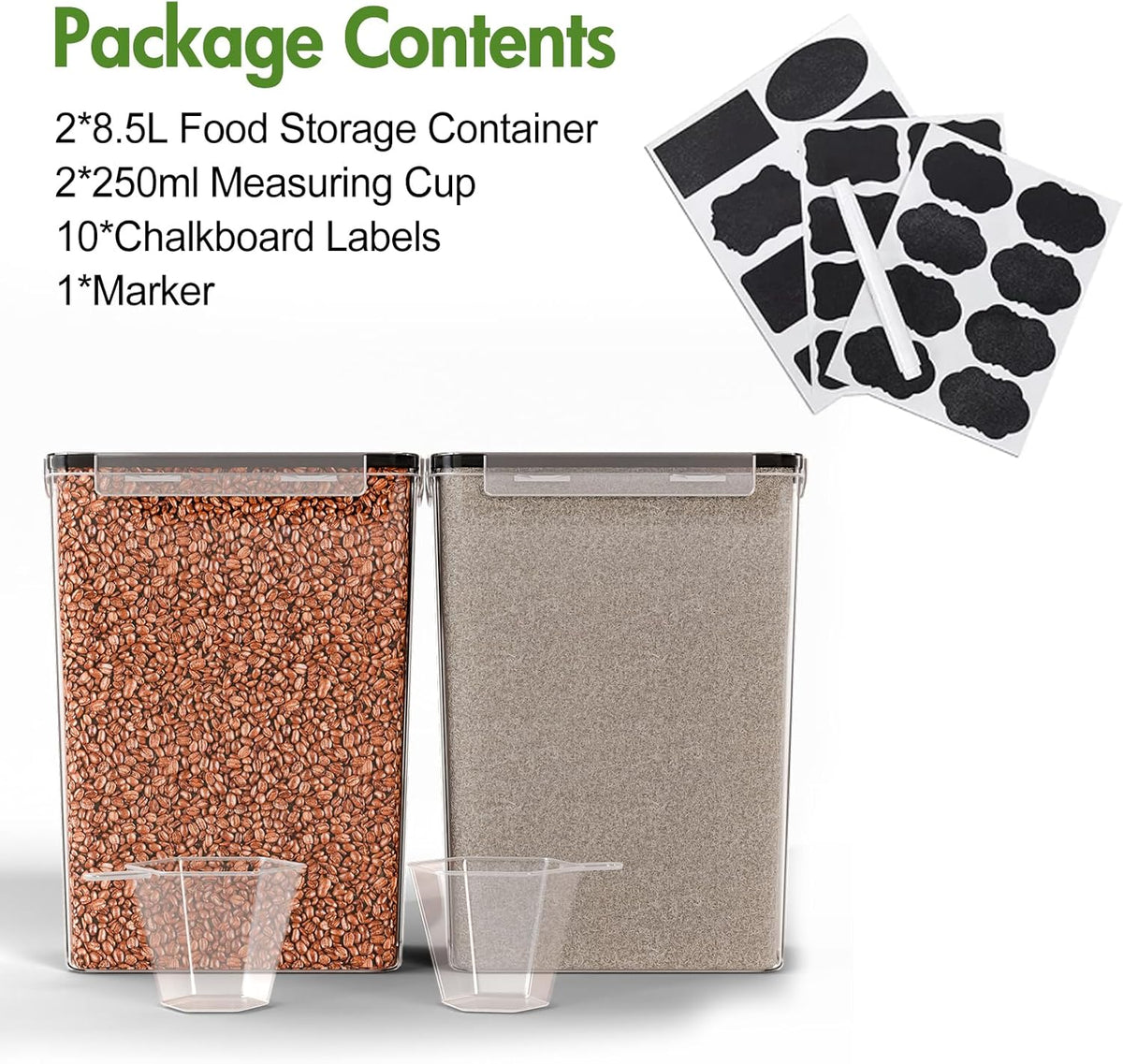 ALSO GO 2 PC (9.5L | 321 Oz) Extra Large Airtight Food Storage Containers with Lids,Kitchen and Pantry Organization Plastic Containers for Flour,Rice,Cereal,Pasta,Sugar,dog food (Leakproof, BPA-Free)