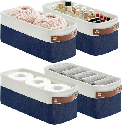 Bagnizer Large Fabric Storage Baskets | 50L Storage Bins, Decorative Linen Closet Baskets with Handles for Organizing, Shelf, Toys, Clothes, Home, Office, Nursery, 17x12x15Inches (Grey&White)