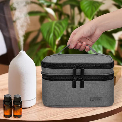 LUXJA Essential Oil Carrying Case - Holds 30 Bottles (5ml-30ml, Also Fits for Roller Bottles), Double-Layer Organizer for Essential Oil and Accessories, Black (Bag Only)