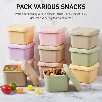 ISSEVE 6oz Silicone Snack Containers for Kids, Reusable Small Containers with Lids, Leak Proof Silicone Food Storage Containers, Stackable Kids Lunch Box for Daycare, School, Travel