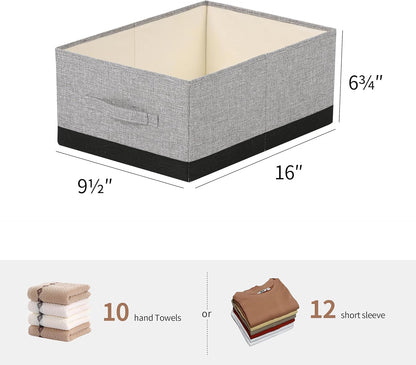 Linen Folding Storage Bins, 3 Pack Large Storage Baskets, Washable, Clothing Storage Bins with Handle, Closet Organizer for Storage Sweater,Sheets(Beige, 18½"x11 x8½)