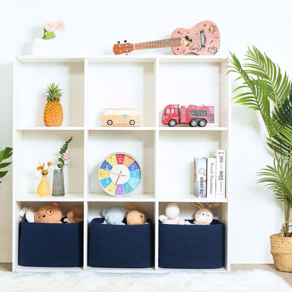 MINTWOOD Design 3-Pack Decorative Woven Storage Baskets for Shelves, Cube Bin Box for Organizing Books, Shoes, Dog Toys, Pantry Closet and Living Room Organizer, Oatmeal Brown