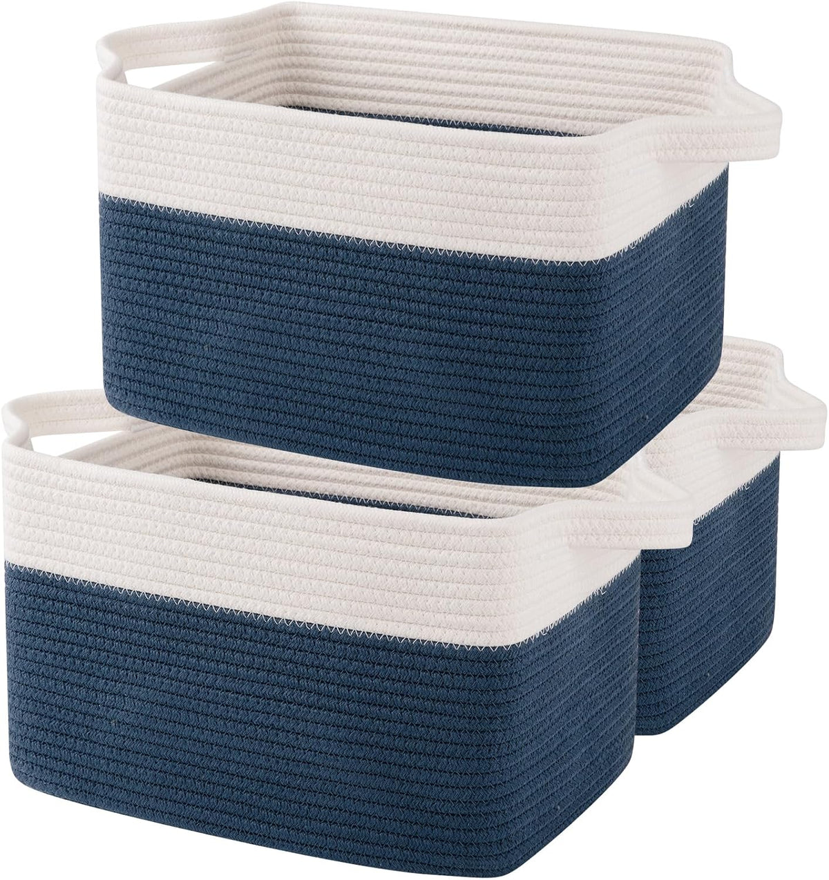 OIAHOMY Storage Basket, Woven Baskets for Storage, Cotton Rope Basket for toys,Towel Baskets for Bathroom - Pack of 3, Gradient Yellow