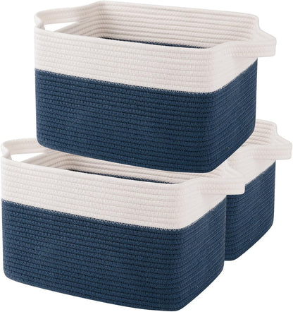 OIAHOMY Storage Basket, Woven Baskets for Storage, Cotton Rope Basket for toys,Towel Baskets for Bathroom - Pack of 3, Gradient Yellow
