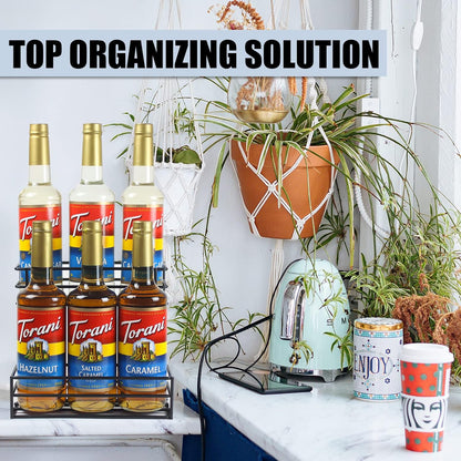 MCSAPIL Coffee Syrup Organizer(6 Bottle Capacity),Coffee Syrup Rack for Coffee Bar,Kitchen.Small Wine Rack for Bar,Family,Storage for Syrup, Wine, Dressing