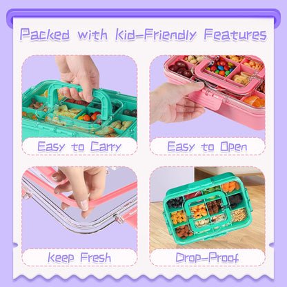 Xyptorix Snack Box Container for Kids - Adjustable 12-Compartment Snack Containers, Reusable Bento Box, Dishwasher Safe, BPA-Free, Perfect for School, Travel, Camping & Picnic, Ivory White