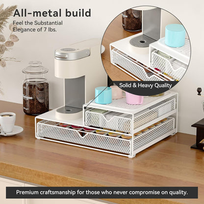 K Cup Organizer for Coffee Station - Sturdy Machine Base 60 Coffee Pod Storage Drawer, Non-Sagging Stand Compatible with Keurig K-Cup Pods, Anti-Vibration, No Assembly (Black)
