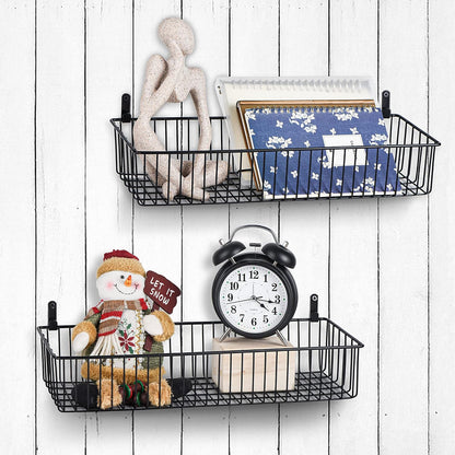 3 Pack Extra Large Wire Basket with Metal Handles, Metal Basket for organizers and storage, Wire Storage Baskets for Pantry, Cabinet, Fridge, Kitchen, Wardrobe, Garage, Bathroom, Black