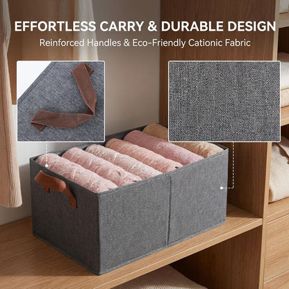 4 Pack Large Capacity Closet Storage bins, Foldable Storage Bins for Shelves, Large Fabric Closet Organizers with Handles for Clothing, Toys, Books, Shelves