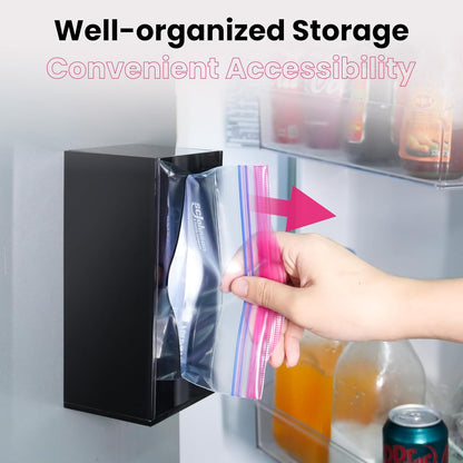 LUVCOSY Acrylic Food Bag Storage Organizer Magnetic Fridge Attachment Compatible with Ziploc Sandwich/Snack/Grip'n Seal Quart, Dispenser for Ziploc Bags, Kitchen Organization and Storage, 1 Pack