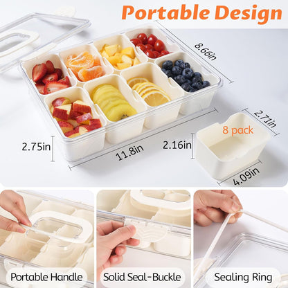 TCHZA Snackle Box Container, Dishwasher Safety - Divided Serving Tray with Lid and Handle, Charcuterie Board for Portable Snack Platters - Clear Organizer for Fruits Snacks,Perfect for Road Travel