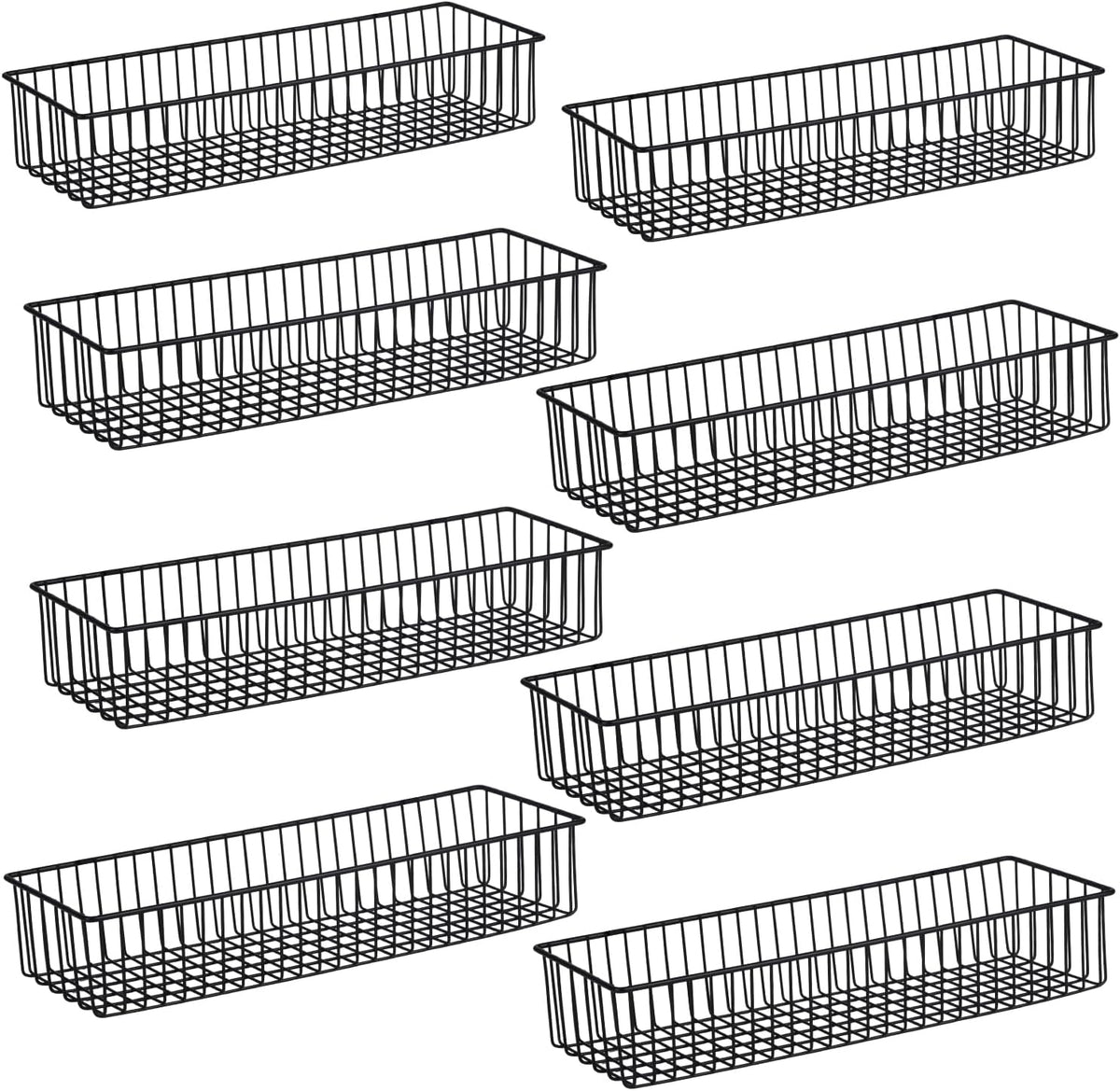 3 Pack Extra Large Wire Basket with Metal Handles, Metal Basket for organizers and storage, Wire Storage Baskets for Pantry, Cabinet, Fridge, Kitchen, Wardrobe, Garage, Bathroom, Black