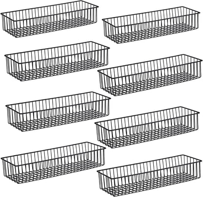 3 Pack Extra Large Wire Basket with Metal Handles, Metal Basket for organizers and storage, Wire Storage Baskets for Pantry, Cabinet, Fridge, Kitchen, Wardrobe, Garage, Bathroom, Black