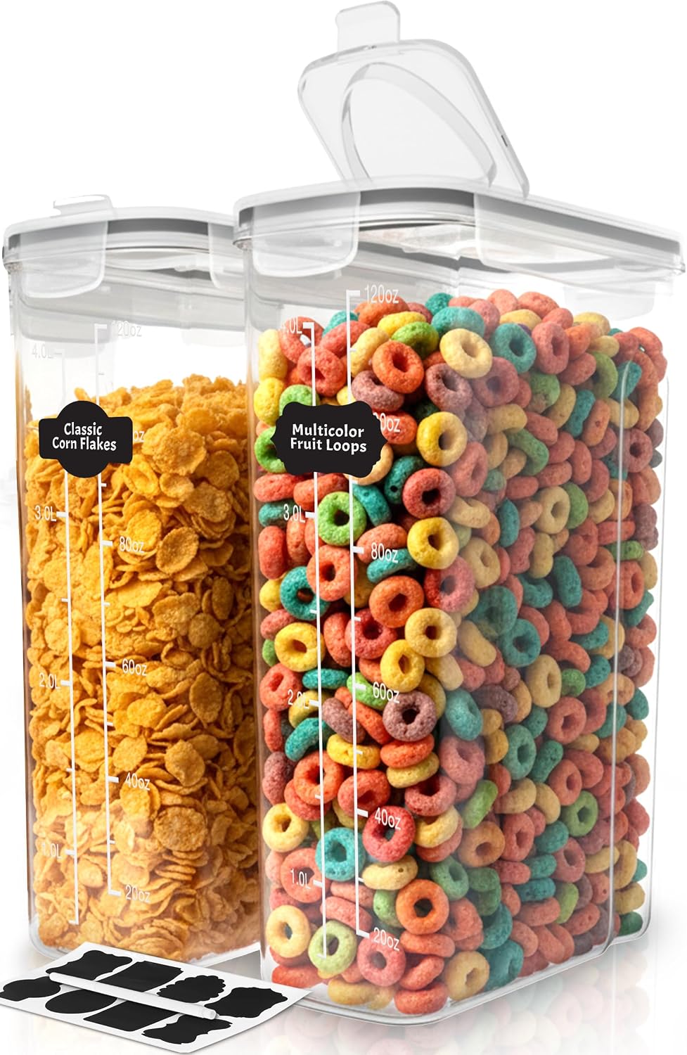 Utopia Kitchen Cereal Containers Storage Set – 4 Pack 4L(135.2 oz) Airtight Food Storage Containers with Lids, BPA-Free Cereal Dispensers for Pantry Organization and Storage (Clear)