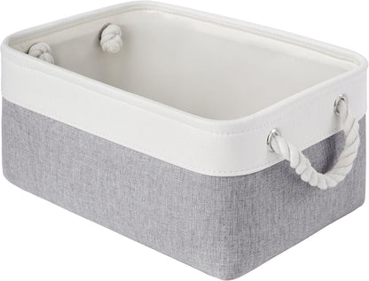 Large Storage Baskets- 15.7x11.8x8.26 inch Storage Bins for Shelves and Closet Organizing, Foldable Fabric Bin for Home Organization Clothes and Laundry (3-Pack, White&Khaki)