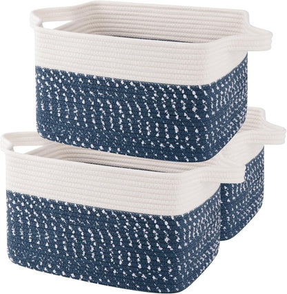 OIAHOMY Storage Basket, Woven Baskets for Storage, Cotton Rope Basket for toys,Towel Baskets for Bathroom - Pack of 3, Gradient Yellow