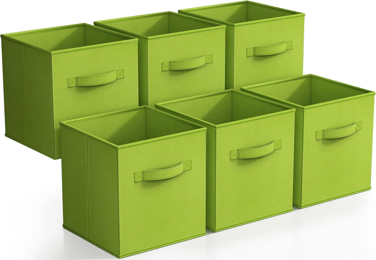 Sorbus Foldable Storage Cubes - 6 Fabric Baskets for Organizing Pantry, Closet, Shelf, Nursery, Playroom, Toy Box, Cubby -11 Inch Dual Handle Collapsible Closet Organizers and Storage Bins (Navy Blue)