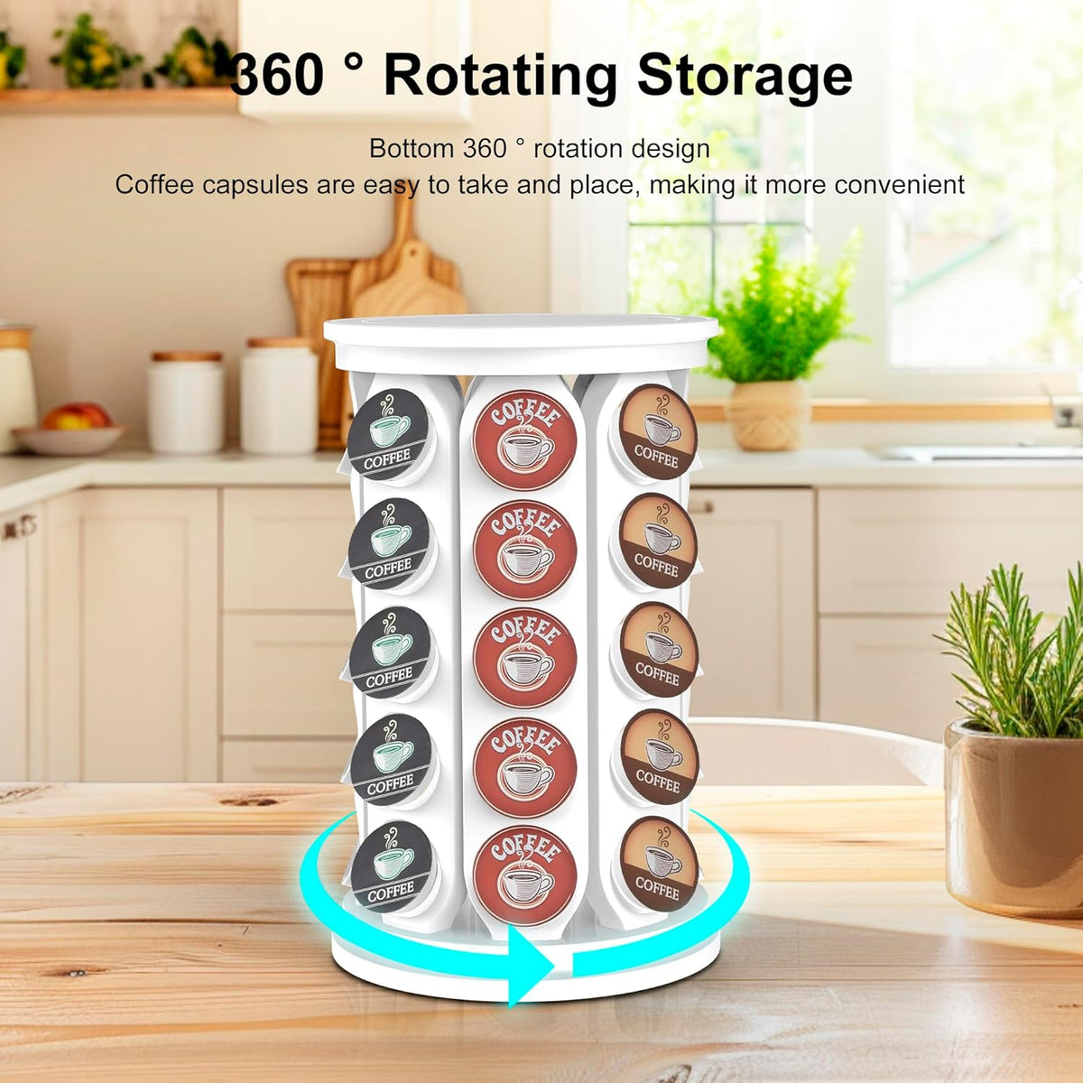 CEHNCEH K Cup Holder, Coffee Pods Holder Storage Organizer Stand Carousel Compatible with 40 Keurig K-Cup Pods, Home or Office Kitchen Counter (Black)