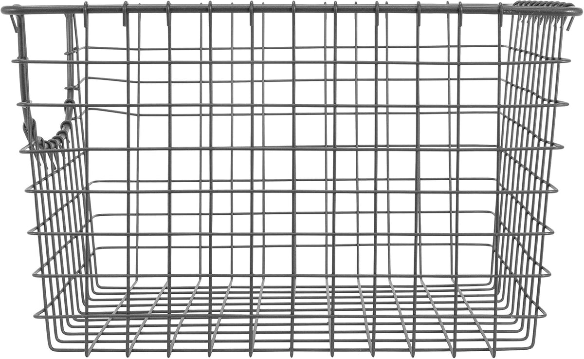 Spectrum Wire Scoop Basket Storage Bin Industrial Gray Medium Metal Wire Basket Organizer for Kitchen Pantry Wire Storage Bins, Heavy Duty Rectangle Wire Storage for Kitchen Organization