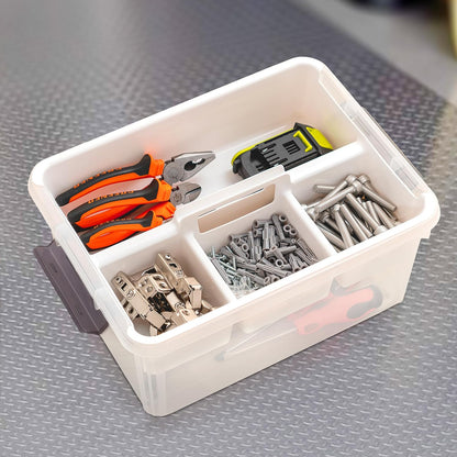 Citylife 17 QT Plastic Storage Box with Removable Tray Craft Organizers and Storage Clear Storage Container for Organizing Bead, Tool, Sewing, Playdoh