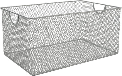 YBM HOME Kitchen Pantry Organizer Wire Baskets for Shelves, Cabinets, Pantry, Countertop, Mesh Open Storage Bin Metal Basket for Organizing Food Supplies, 3 Pack, 12.1x7.8x5.8
