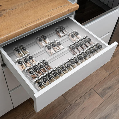 Mulush Bamboo Spice Rack Tray - Spice Drawer Organizer for Kitchen Cabinets Storage and Organization (Jars Not Included, 8 Individual Pieces, Not Adjustable)