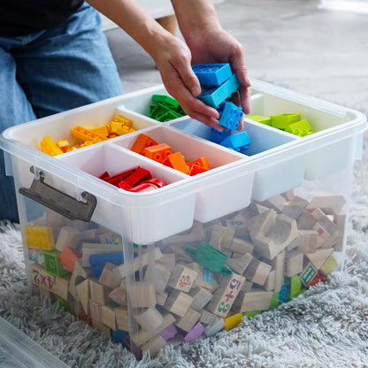 Citylife 17 QT Plastic Storage Box with Removable Tray Craft Organizers and Storage Clear Storage Container for Organizing Bead, Tool, Sewing, Playdoh