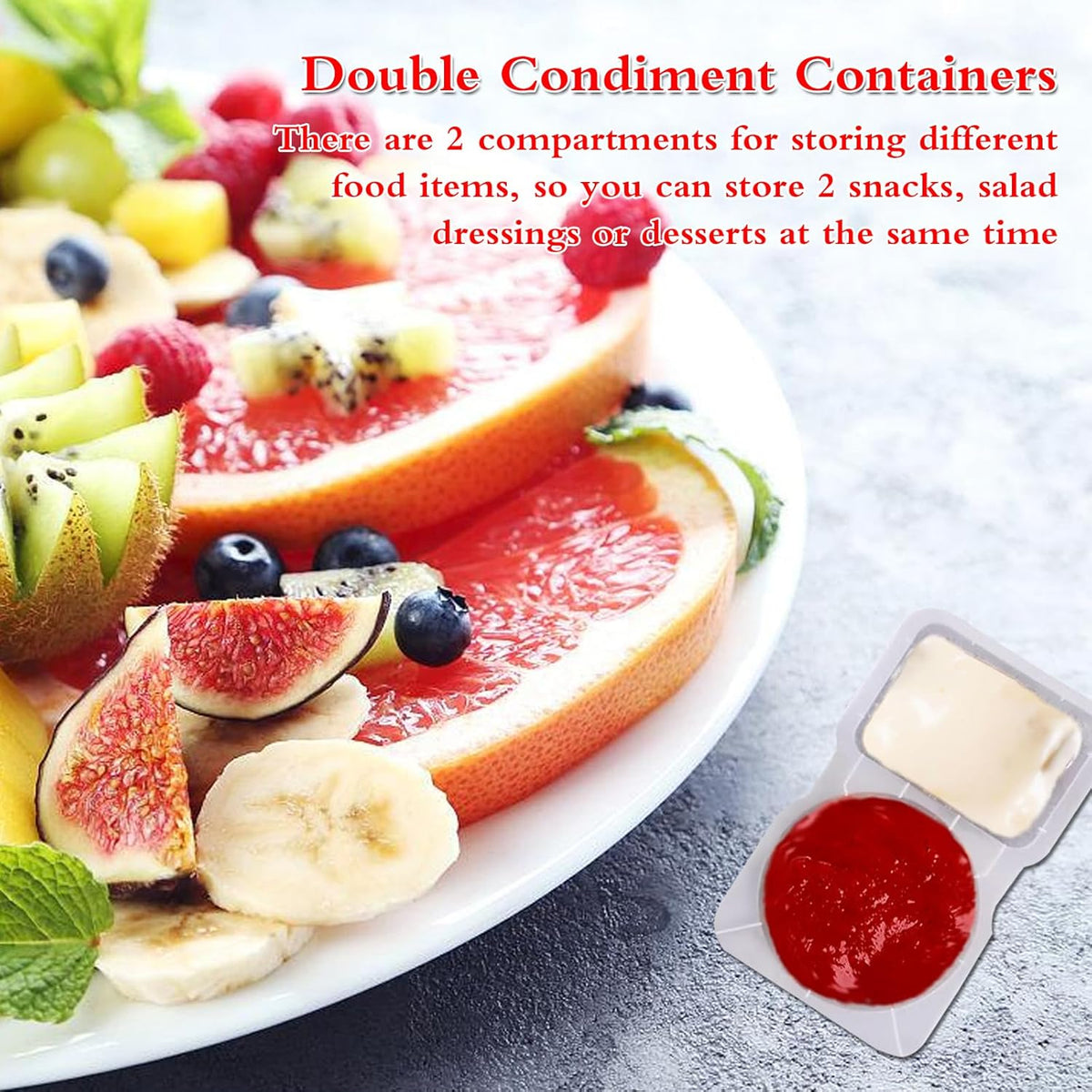 25 Sets Reusable Snack Containers Double Compartment Snackle Box Container with Lids - Leak-Proof BPA-Free Food Storage, Condiments Portion Control Dip Cups for Kids School Lunches, Meal Prep, Takeout