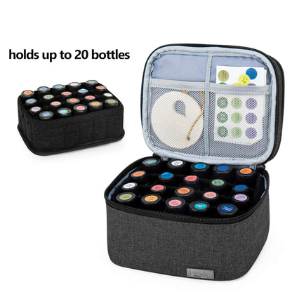 LUXJA Essential Oil Carrying Case - Holds 30 Bottles (5ml-30ml, Also Fits for Roller Bottles), Double-Layer Organizer for Essential Oil and Accessories, Black (Bag Only)