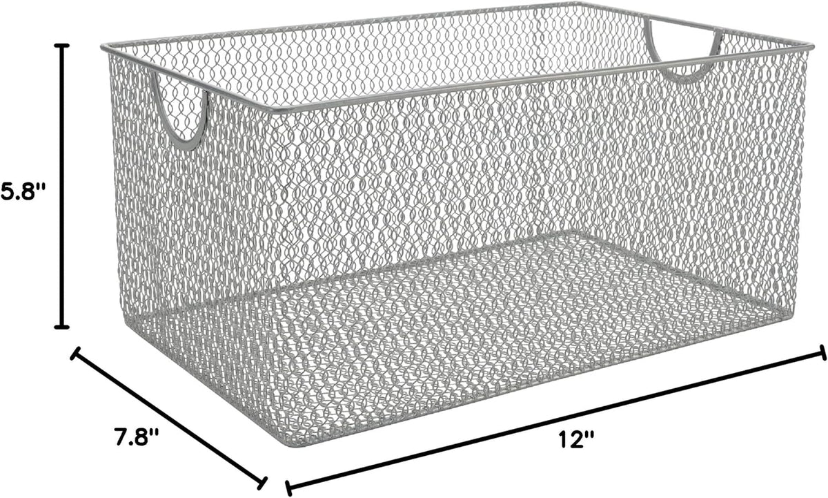 YBM HOME Kitchen Pantry Organizer Wire Baskets for Shelves, Cabinets, Pantry, Countertop, Mesh Open Storage Bin Metal Basket for Organizing Food Supplies, 3 Pack, 12.1x7.8x5.8