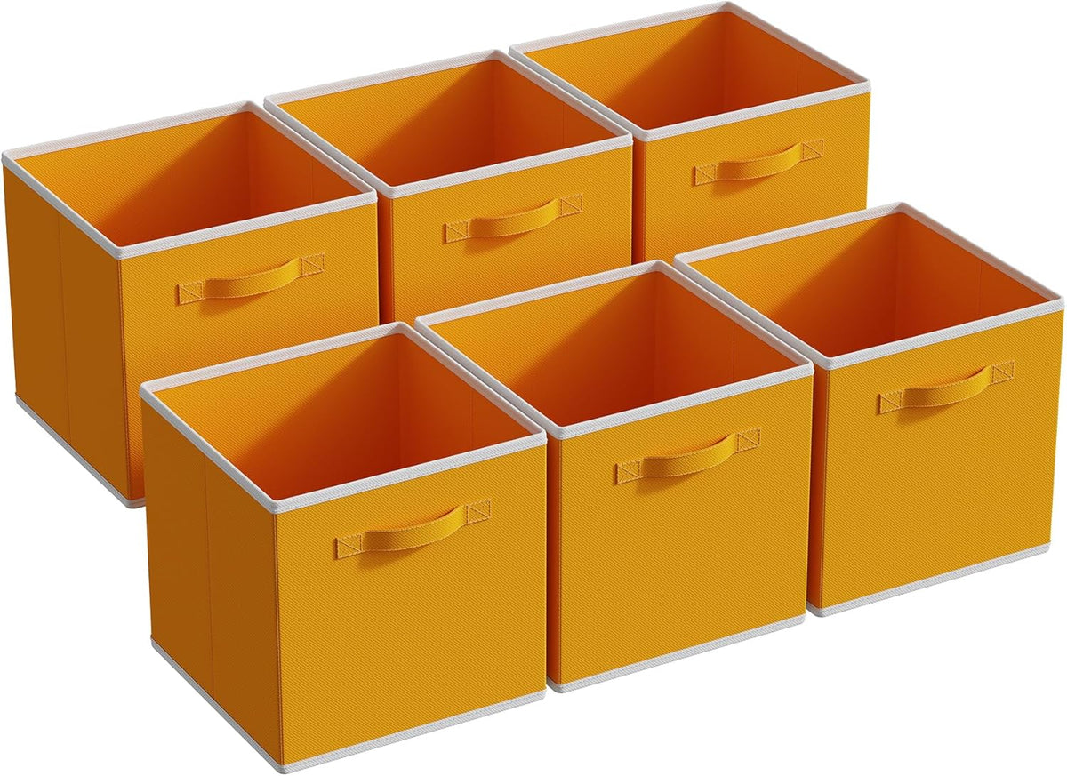 MAX Houser Fabric Storage Bins Cubes Baskets Containers with Dual Plastic Handles for Home Closet Bedroom Drawers Organizers, Flodable, Blue, Set of 4