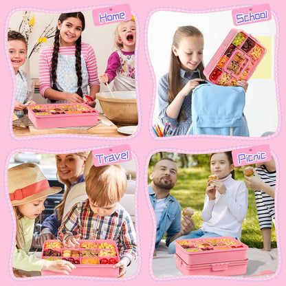 Xyptorix Snack Box Container for Kids - Adjustable 12-Compartment Snack Containers, Reusable Bento Box, Dishwasher Safe, BPA-Free, Perfect for School, Travel, Camping & Picnic, Ivory White