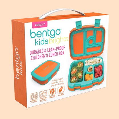 Bentgo Kids Bento-Style 5-Compartment Leak-Proof Lunch Box - Ideal Portion Sizes for Ages 3 to 7 - Durable, Drop-Proof, Dishwasher Safe, PFAS & BPA-Free & Made with Food-Safe Materials (Blue)