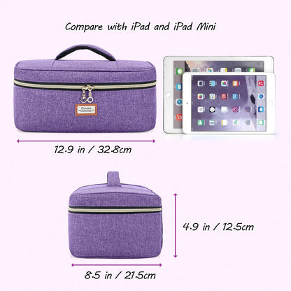 CURMIO Essential Oil Storage Case for 40 Bottles (5ml-30ml), Essential Oils Organizer Case with 2 Detachable Visible Pouches and Portable Handle, Patented Design, Gray (Bag Only)