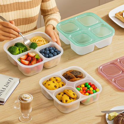 Canfanni 6 Pcs Snack Box Container Set, Reusable 3&4 Compartment Meal Prep Snack Containers for Adults Kids Toddler, BPA-Free Divided Lunchable Container for School, Work and Travel (5 Color)