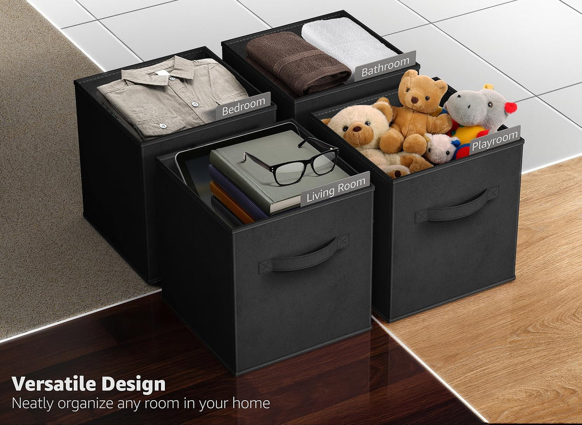 Sorbus Fabric Storage Cubes - 8 Foldable Storage Bins for Organizing Pantry, Cubbies, Toy Box - Clothes Storage & Closet Organizer - 11 Inch Collapsible Cube Baskets for Shelves with Handle