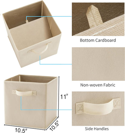MAX Houser Fabric Storage Bins Cubes Baskets Containers with Dual Plastic Handles for Home Closet Bedroom Drawers Organizers, Flodable, Blue, Set of 4