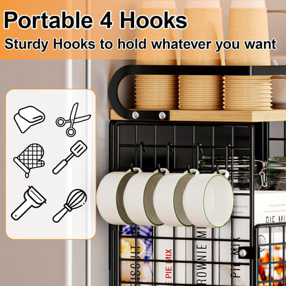 Magnetic Shelf for Fridge,Hanging Wall Basket for Potato Onion Fruit and Vegetable Storage Bins,Large Produce Container Magnetic Spice Rack for Refrigerator Kitchen Counter Pantry,Black