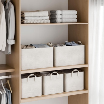 StorageWorks Storage Bins, Shelves Baskets for Organizing, Fabric Closet Organizers with Handles, Metal Frame, Beige-Cotton-linen, 2-Pack