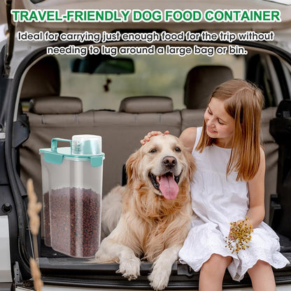 TBMax 2 Pack Cat Dog Food Storage Containers 10 to 14 Lbs, Portable Travel Pet Container Dispenser with Easy-Pouring Spout & Cup, Airtight Bird Seed Container Dog Treat Storage Bin -White