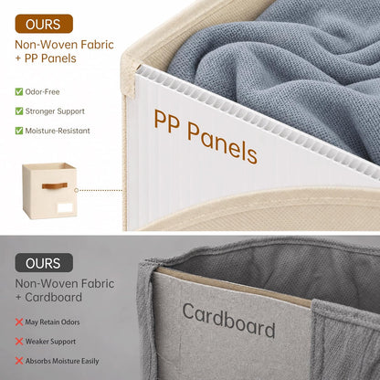 Storage Cubes, 11 Inch Fabric Storage Cubes Organizer Bins with Labels, Odor-Free & Sturdy PP Structure, Cubby Baskets for Closet, Shelves, Toys & Nursery (Beige)