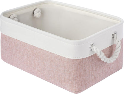 Large Storage Baskets- 15.7x11.8x8.26 inch Storage Bins for Shelves and Closet Organizing, Foldable Fabric Bin for Home Organization Clothes and Laundry (3-Pack, White&Khaki)