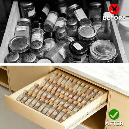 UFORU Acrylic Spice Drawer Organizer 4 Tier(4 Packs), Expandable from 11" to 22" Seasoning Organizer Tray for Kitchen - Clear Tiered Spice Rack for Drawer, No Assembly Required(Jars Not Included)