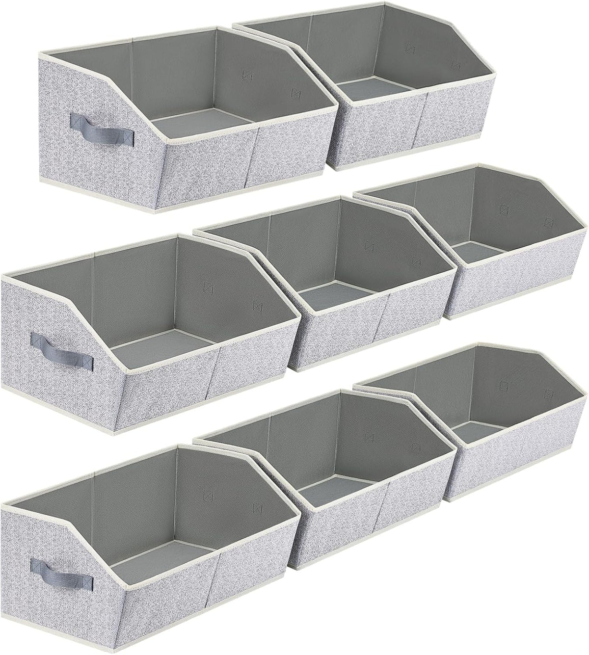 Homsorout Closet Organizers Bins 6 Packs - Large Closet Shelf Organizer with Handles, Fabric Trapezoid Storage Bins, Collapsible Storage Cubes for Clothes, Towels, Light Gray