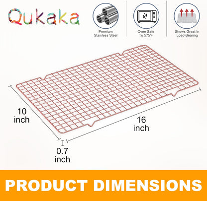 2PCS Cooling Racks for Cooking and Baking - 10" x 15"Heavy Duty Stainless Steel Wire Rack for Baking, Grilling, Roasting - Oven & Dishwasher Safe - Fits Jelly Roll Sheet Pan-Silver