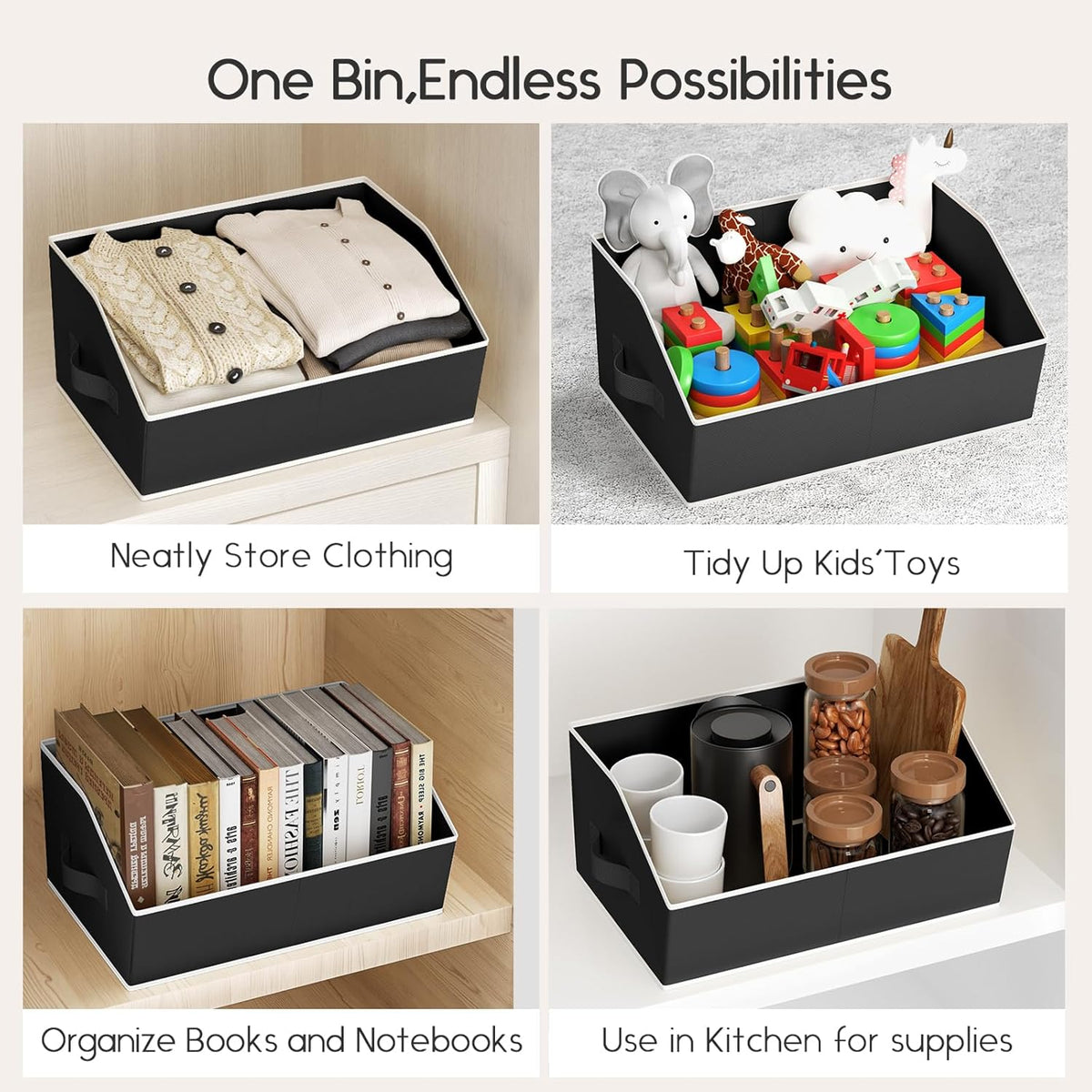 Homsorout Large Closet Organizers and Storage Bins - Trapezoid Storage Baskets for Shelves, Foldable Fabric Baskets with Handles Ideal for Closet, Basket, Wardrobe and Shelf Storage, Beige