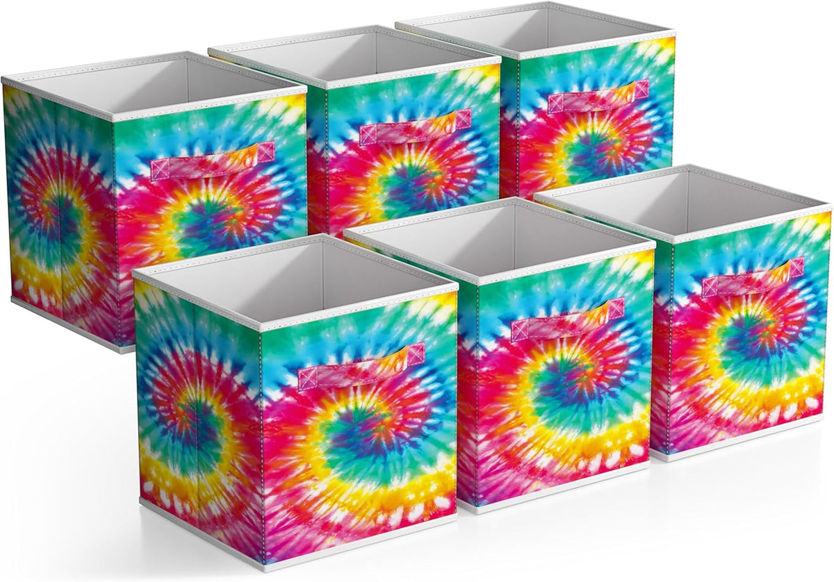 Sorbus Fabric Storage Cubes - 6 Foldable Storage Bins for Organizing Pantry, Cubbies, Toy Box - Clothes Storage & Closet Organizer - 13 Inch Collapsible Cube Baskets for Shelves with Handle