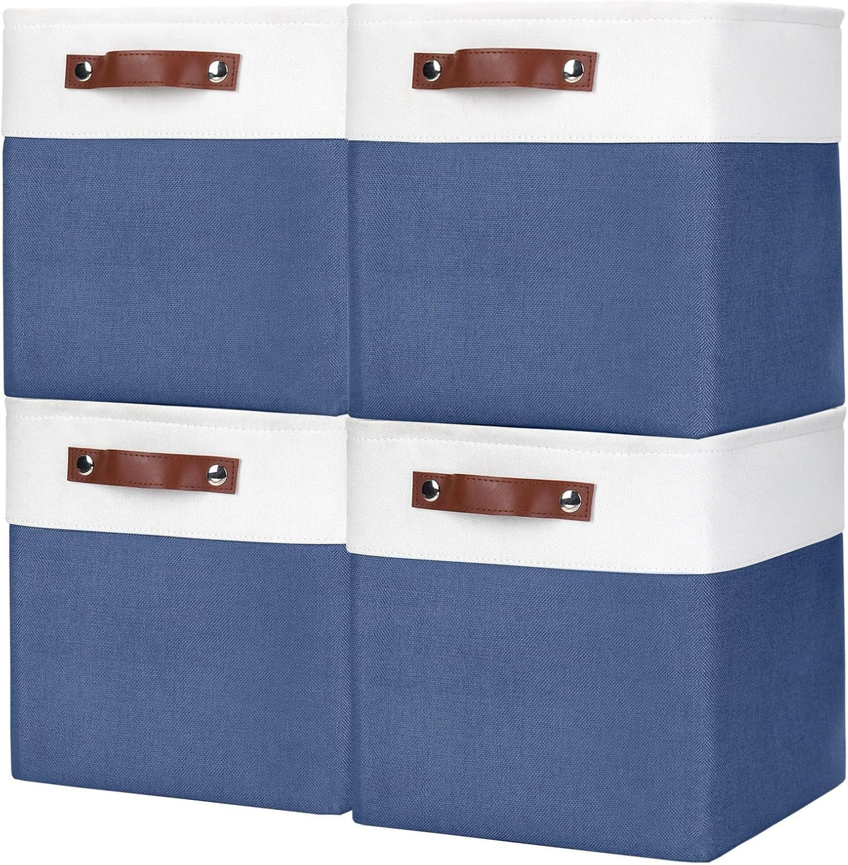 Bagnizer Large Fabric Storage Baskets | 50L Storage Bins, Decorative Linen Closet Baskets with Handles for Organizing, Shelf, Toys, Clothes, Home, Office, Nursery, 17x12x15Inches (Grey&White)