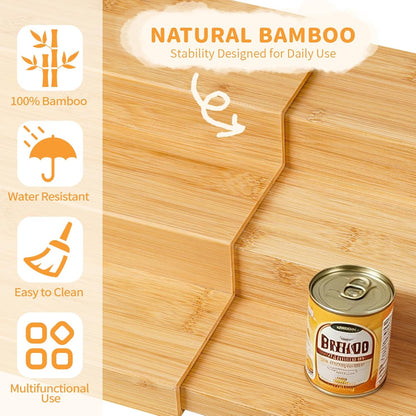Expandable Bamboo Can Rack Organizer, 3 Tier Canned Food Storage Holder for Pantry, Adjustable Pantry Soda Can Organizer Shelf for Kitchen Spice, Countertop, Cat Food, Cabinet Storage Hold for 24 Cans