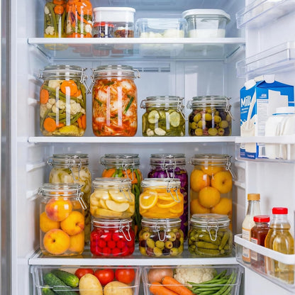 78oz - 3 Pack Square Glass Jars with Airtight Lid, Wide Mouth Mason Jars with Clamp Lids, Air Tight Glass Canisters, Best Food Storage Containers for Flour, Sugar, Cereal, Pasta, Rice, Coffee, Spice